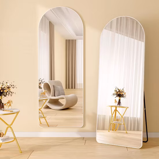 Espelho de comprimento total, espelho dourado para loja de roupas, espelho de beleza para noivas, grande espelho de vidro
