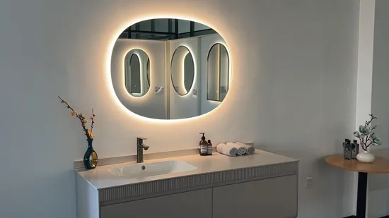 Modern Smart Bathroom Mirror, Bluetooth, Illuminated LED, Fog Free, 5mm Silver Mirror