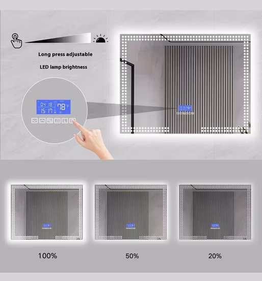 Modern Smart Bathroom Mirror, Bluetooth, Illuminated LED, Fog Free, 5mm Silver Mirror